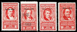 Scott R602, R605,R608-R609 $2.00-$10.00 1952 Red Revenues Unused/Used Cat $40.65