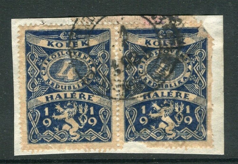 CZECHOSLOVAKIA; Early classic 1900s Revenue pair used on Piece