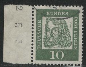 Germany Berlin Scott # 9N179, used, variation sheet print+part of plate #