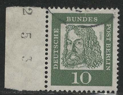 Germany Berlin Scott # 9N179, used, variation sheet print+part of plate #