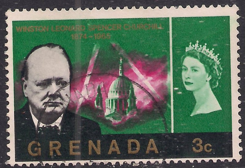 Grenada 1966 QE2 3ct Churchill Commemoration used SG 226 ( C1002 )