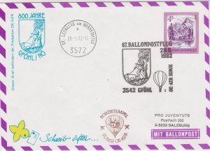 Austria 1982 Balloon Post  Celeb. 800 Years Gfohl Slogans Stamps Cover Ref 28716