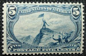 US #288 Mint Double Hinged, Single John Fremont SCV $120.00