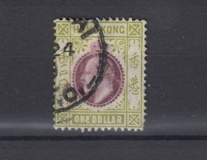 Hong Kong KGVI 1904 $1 Purple Sage Green SG86a VFU  JK5411