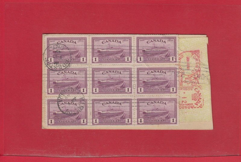 9 x $1.00 Ferry + meter $9.12 on RPO BANK Money Tag Registered Canada cover