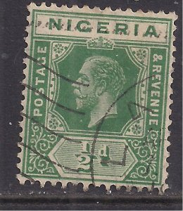 Nigeria 1921 - 32 KGV 1/2d Green SG 15 Die 1 used ( F1390 )