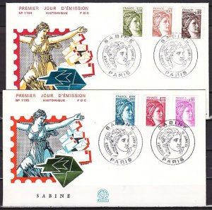 France, Scott cat. 1658-59, 61, 69-71. 1981 issue.  2 First day covers. ^