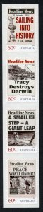 Australia SG4034a 2013 Headline News Self Adhesive Strip of 4 U/M