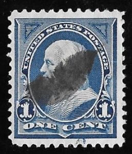 264 1 cent Fancy Cancel Franklin, Deep Blue Stamp used VF