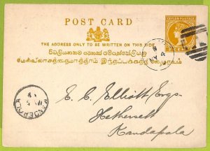 22526 - CEYLON - Postal History - PRIVATE PRINT Stationery Card BANK of INDIA