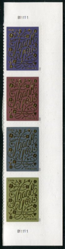 5522a US (55c) Thank You SA, MNH PN vertical strip/4