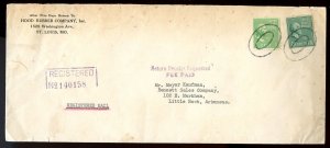 U.S. Scott 825 and 804 Prexies on Registered Return Receipt 1939 Cover