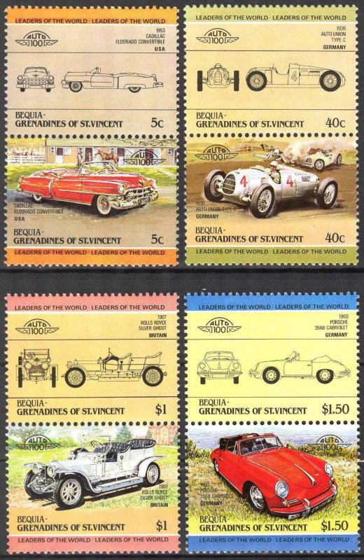 Bequia Grenadines of st Vincent 1984 Cars (I) set of 8 MNH**