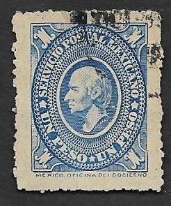SE)1884 MEXICO, FROM THE MEDALLIONS SERIES, HIDALGO 1P SCT161, USED