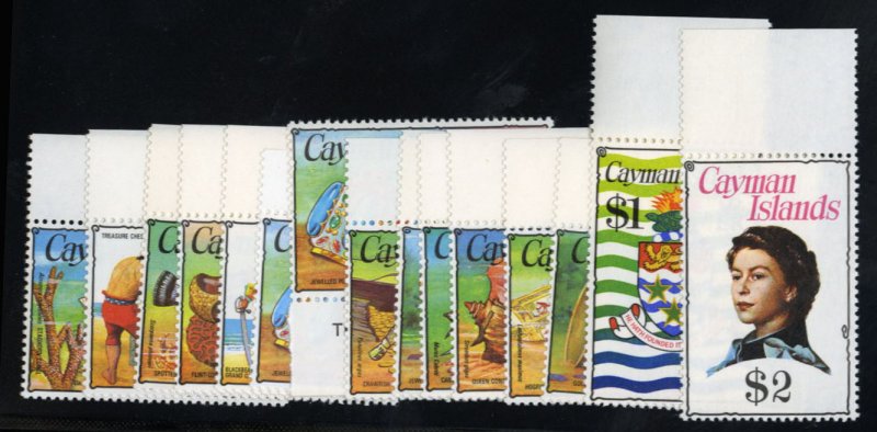 Cayman Islands #331-343 Cat$51.10, 1974-75 QEII, sheet margin set, never hinged