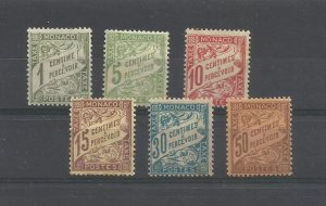 MONACO 1905 TAX REVENUE Y/TELLIER: 1-7 (MISS 4) MH / MNG
