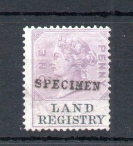 1d LAND REGISTRY MOUNTED MINT OVERPRINTED 'SPECIMEN' 