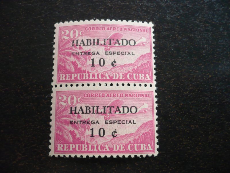 Stamps - Cuba - Scott# E29 - Mint Hinged Pair of 2 Stamps - Overprinted