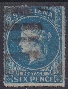 ST HELENA 1861 QV 6D ROUGH PERF USED 