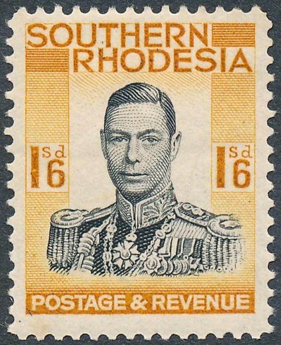Southern Rhodesia 1937 1s6d Black & Orange-Yellow SG49 MH