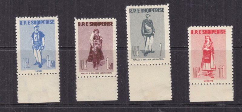 ALBANIA, 1961 Provincial Costumes marginal set of 4, mnh., lhm. in margins.