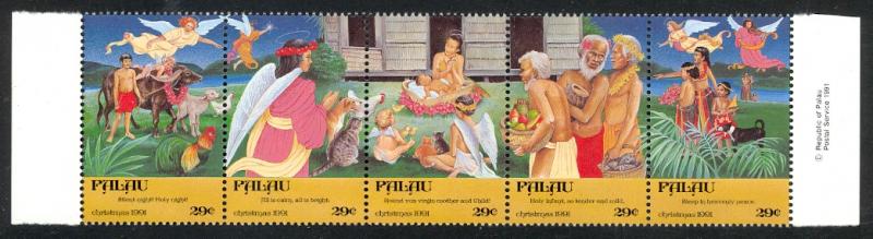 PALAU 1991 CHRISTMAS Set in Strip Silent Night Holy Night Scott No. 298 MNH