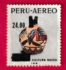 PERU SCOTT#C451 1977 NAZCA CULTURE - OVERPRINT - UNUSED PARTIAL GUM