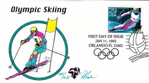 Pugh Designed/Painted Winter Olympic Skiing FDC...110 of 128 created!