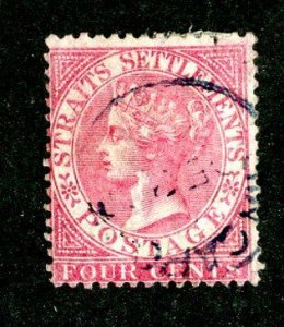 1867 Straits Settlements Sc #11 used cv.$13.50 ( 8480 BCXX )