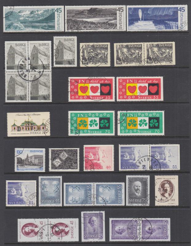 Sweden Sc 731//837 used 1967-71 Commemoratives, almost a complt run of 109 diff