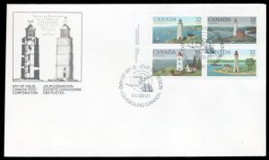 1984 / OFDC - Canada #1035a UL Pl Bl - Lighthouses, Sailing Ships, Architecture