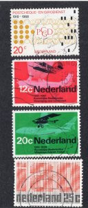 Netherlands 1968-69 20c Coins, 12c/20c Planes, 25c IAO, Scott 451, 455-456, 458