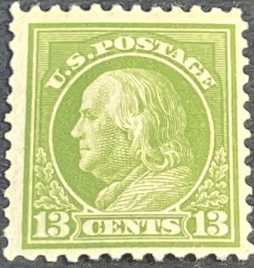 U.S.# 513-MINT/HINGED**THINS**--SINGLE--APPLE GREEN--1919