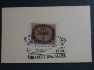 ​HUNGARY-1946- 76 YEARS OLD- STAMP PROOF CARD WITH STAMP-VF-HARD TO FIND