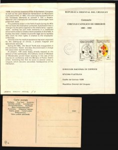 Catholic Circle of Workers health Hospital Uruguay stamp FDC & Postcard ca 1900 