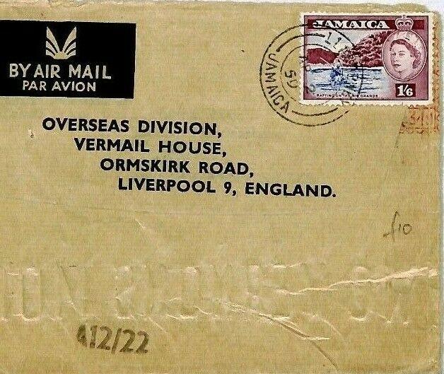 Jamaica Cover Superb *Llandewey* Air Mail Liverpool {samwells-covers} 1959 CS19