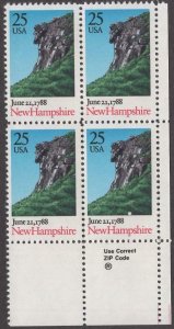 Scott # 2344 - ZIP Block Of 4 - New Hampshire Ratification -  MNH - 1988