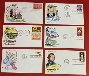 Lot of 6  Fluegel First Day Covers, Scott #1086, 1161, 1183, 1271,1273, 1276