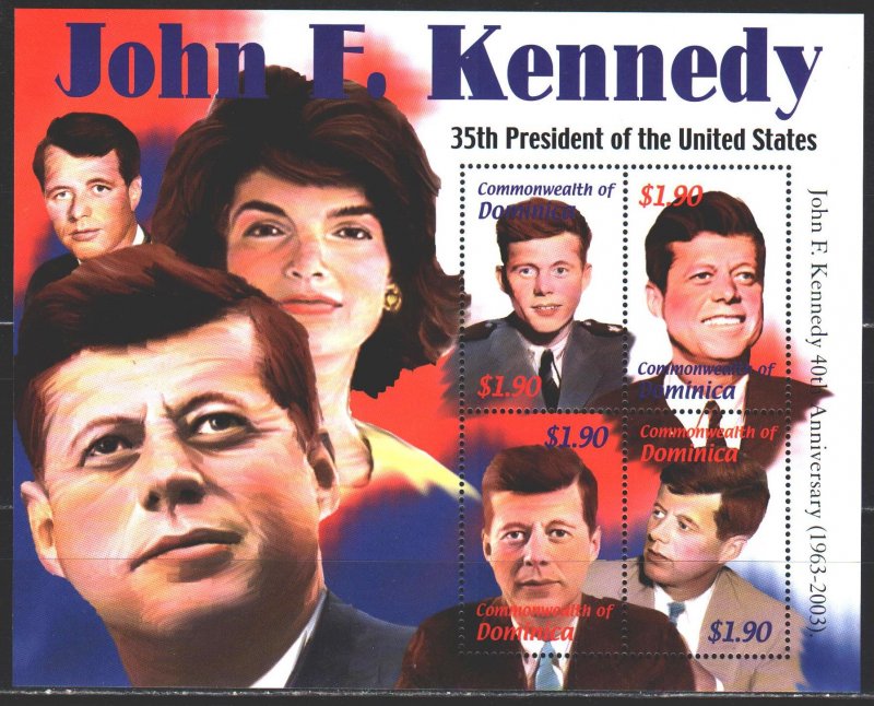 Dominica. 2002. Small sheet 3382-85. Kennedy, President of the United States,...