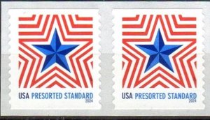 US Scott 5832 Presorted Star (10c) Coil Pair (2024) Self-Adhesive MNH