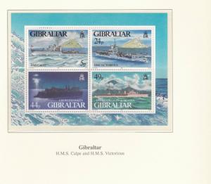 GIBRALTAR STAMPS SHEET H.M.S. CALPE  & H.M.S. VICTORIOUS  UNMOUNTED MINT