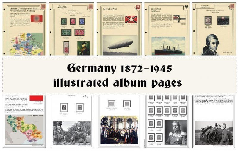 Illustrated album pages Germany Third Reich specialized varieties 38 albums