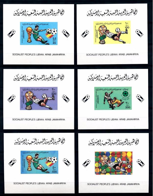 [69460] Libya 1982 World Cup Football Soccer 6 Single Imperf. Sheets MNH