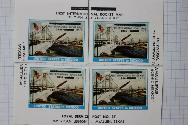 Test Rocket Mail Local Post #37 test Rocket US to Mexico cut sheet stamp 1971