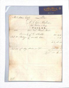 GB HISTORIC LETTER 1834 London *Tailor* NEW BOND ST Engraved Bill-Head MS2739