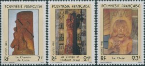 French Polynesia 1983 Sc#376-378,SG389-391 Religuous Sculptures set MNH