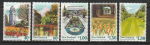 1996 New Zealand - Sc 1400-4 - MNH VF - 5 singles - Scenic Gardens
