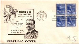 Scott 830 30 Cents Roosevelt Clearance Reid FDC Addressed Block Planty 830-45