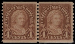 US #601 PAIR, VF mint never hinged, freshly broken from a roll, Select!