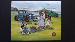 Disney - Sierra Leone 1989. - Christmas / cars ** MNH Block 2